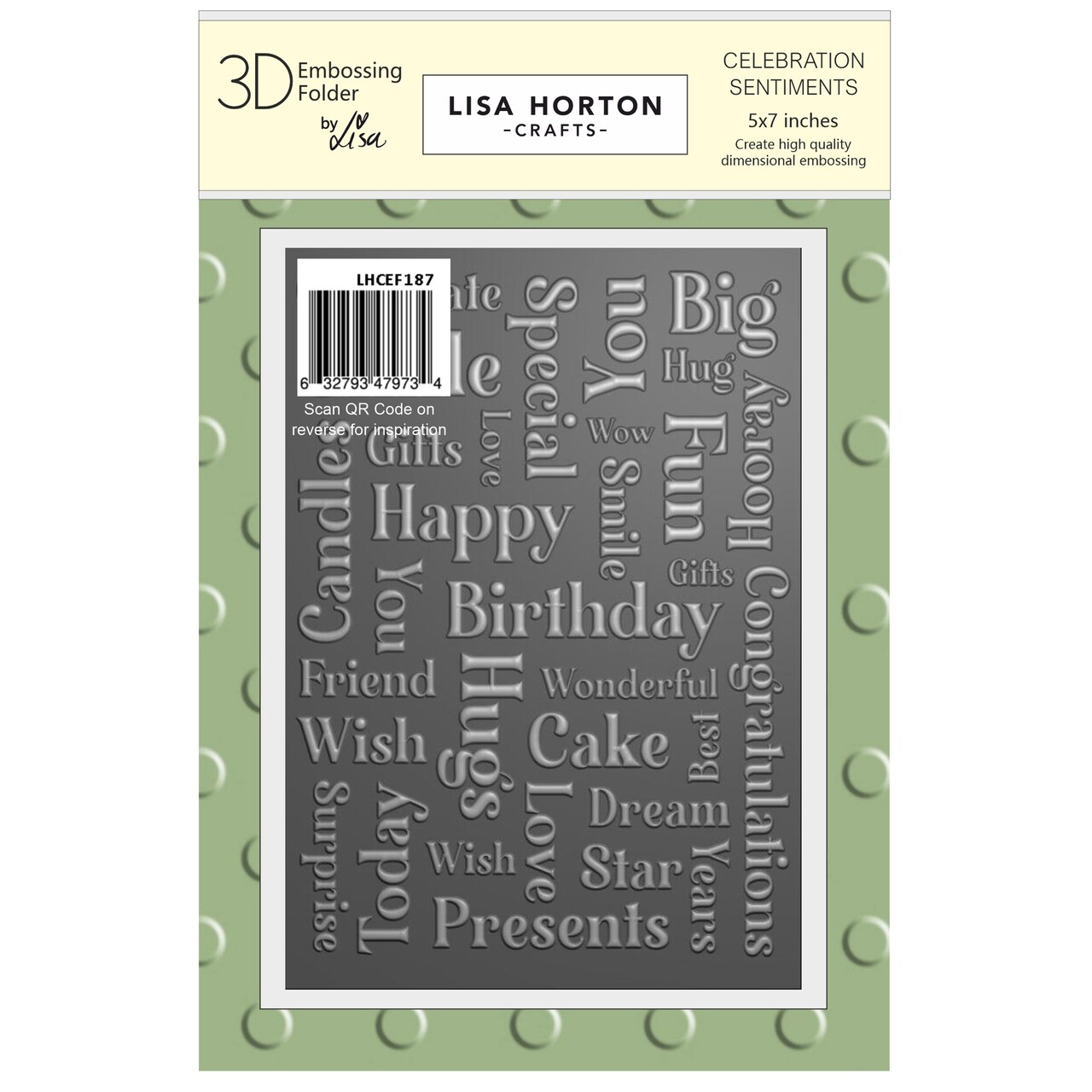 Lisa Horton Crafts Embossing Folder 5"X7"-Celebration Sentiments